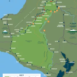 Map of Forgotten World Adventures rail trail through central North Island
