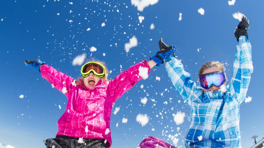 Kids throwing snow at Tūroa Ski Area, Mt Ruapehu