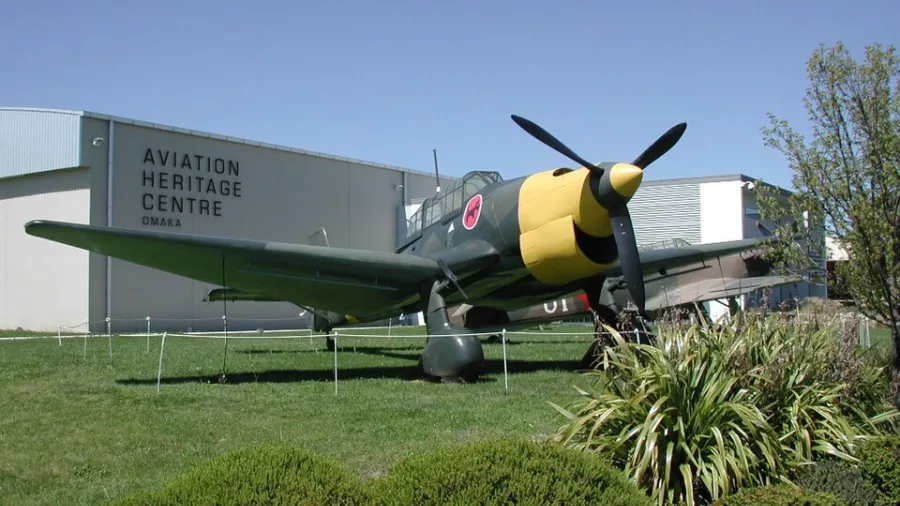 Junkers JU 87 Stuka replica displayed outside Omaka Aviation Heritage Centre in Blenheim