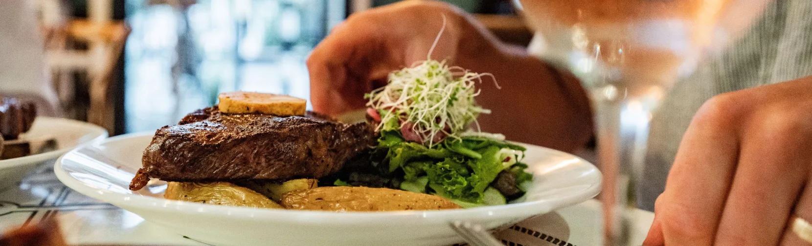 Gourmet steak dinner at Oxleys Bar and Kitchen in Picton, New Zealand