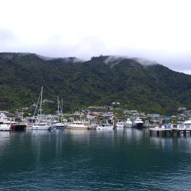Yachts moored at Picton Marina in Marlborough, New Zealand