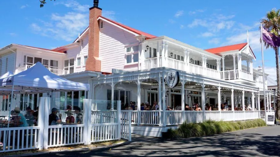 Exterior view of the historic Duke of Marlborough Hotel in Russell near Paihia