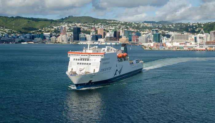 Interislander’s Kaitaki ferry departing Wellington