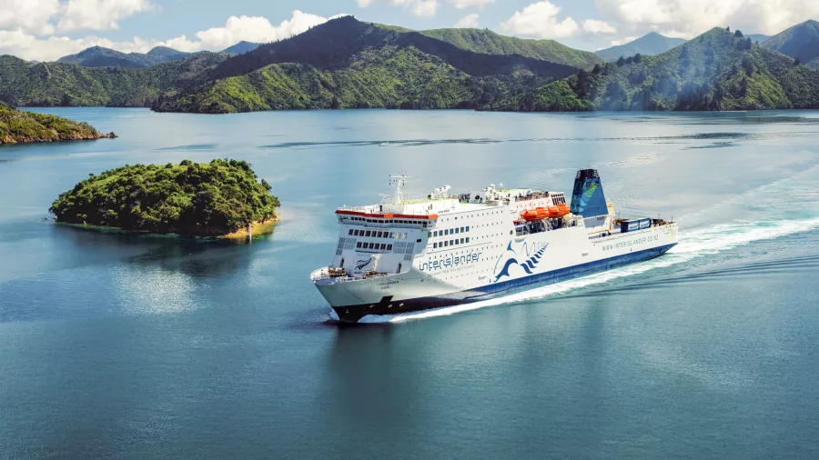 Interislander ferry cruises through Marlborough Sounds