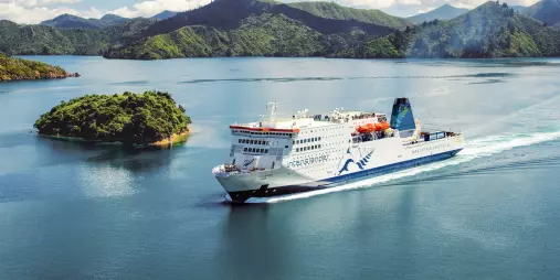 Interislander ferry cruises through Marlborough Sounds