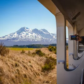 Mt Ruapehu view from Northern Explorer train