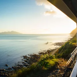 Northern Explorer train on Kapiti Coast, Wellington, North Island