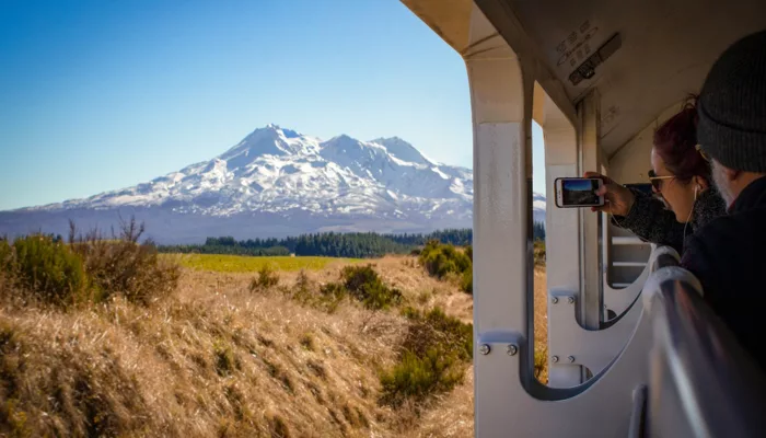 Mt Ruapehu view from Northern Explorer train