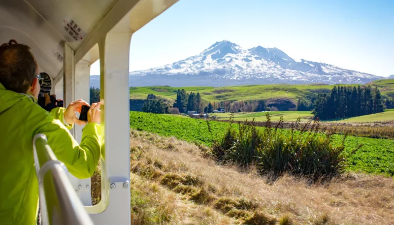 Northern Explorer Train view of Mount Ruapehu