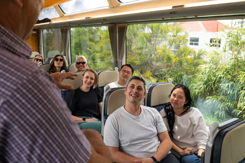 Guided tour group on Northern Explorer Train, Auckland, North Island