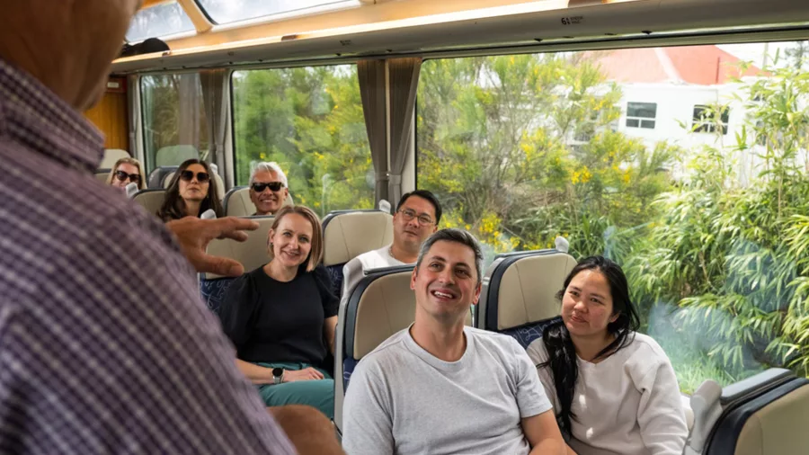 Guided tour group on Northern Explorer Train, Auckland, North Island