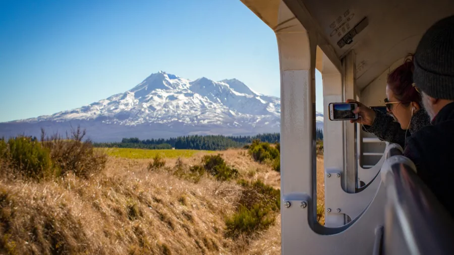 Mt Ruapehu view from Northern Explorer train