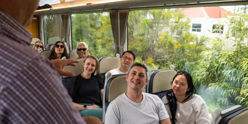 Guided tour group on Northern Explorer Train, Auckland, North Island