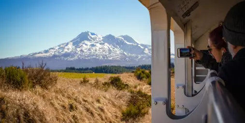 Mt Ruapehu view from Northern Explorer train