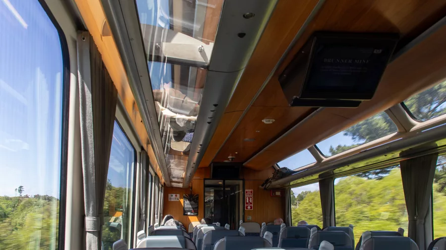 Inside the Scenic Cabin of the TranzAlpine Train
