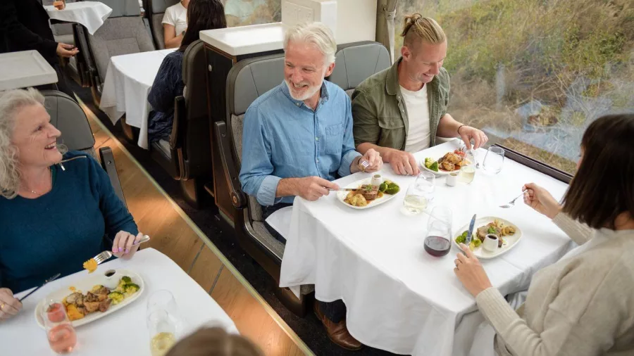 Evening dining experience in Scenic Plus on TranzAlpine train