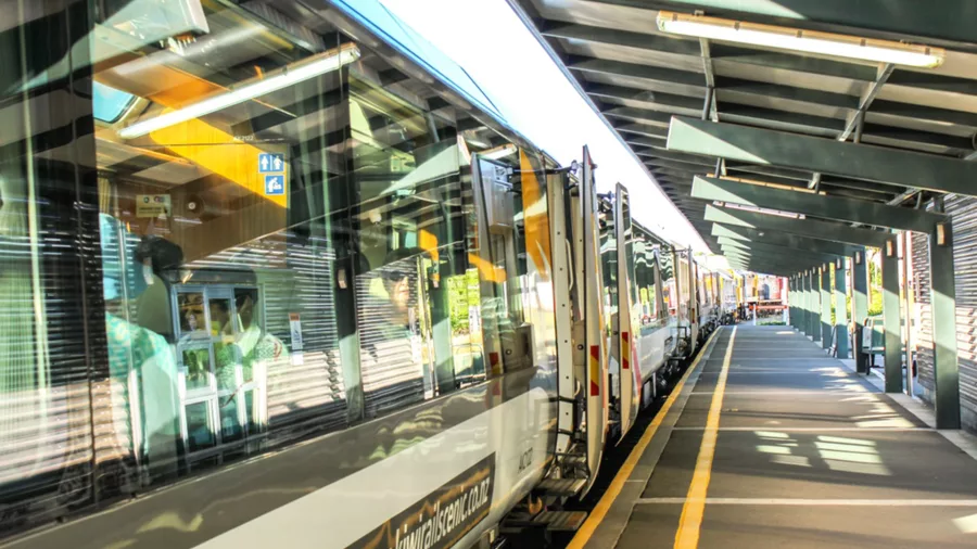 TranzAlpine train boarding at Christchurch Station platform