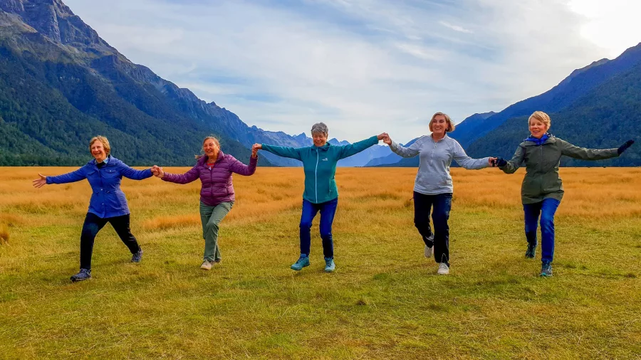 Tour guests exploring Eglinton Valley in Fiordland