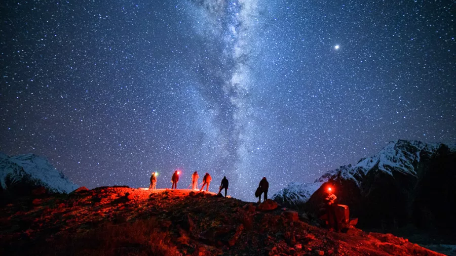 Stargazers under the Milky Way in Aoraki Mackenzie Dark Sky Reserve