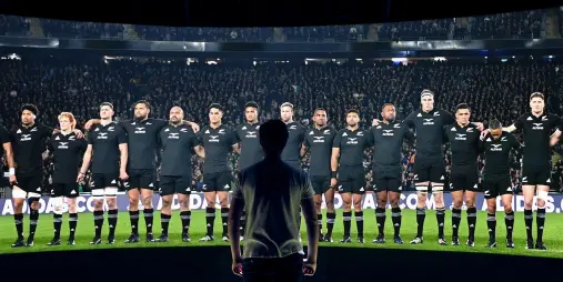 Visitor standing before All Blacks haka performance
