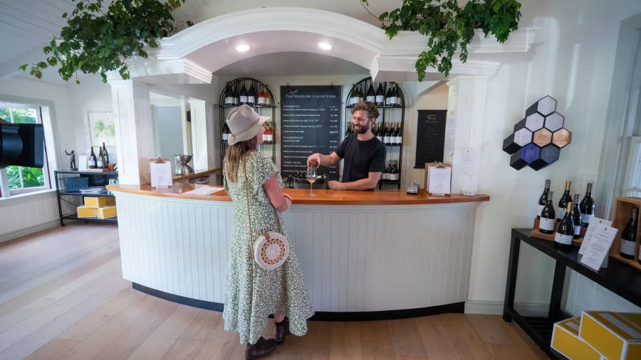 Wine tasting at Neudorf Vineyard cellar door in Nelson Tasman