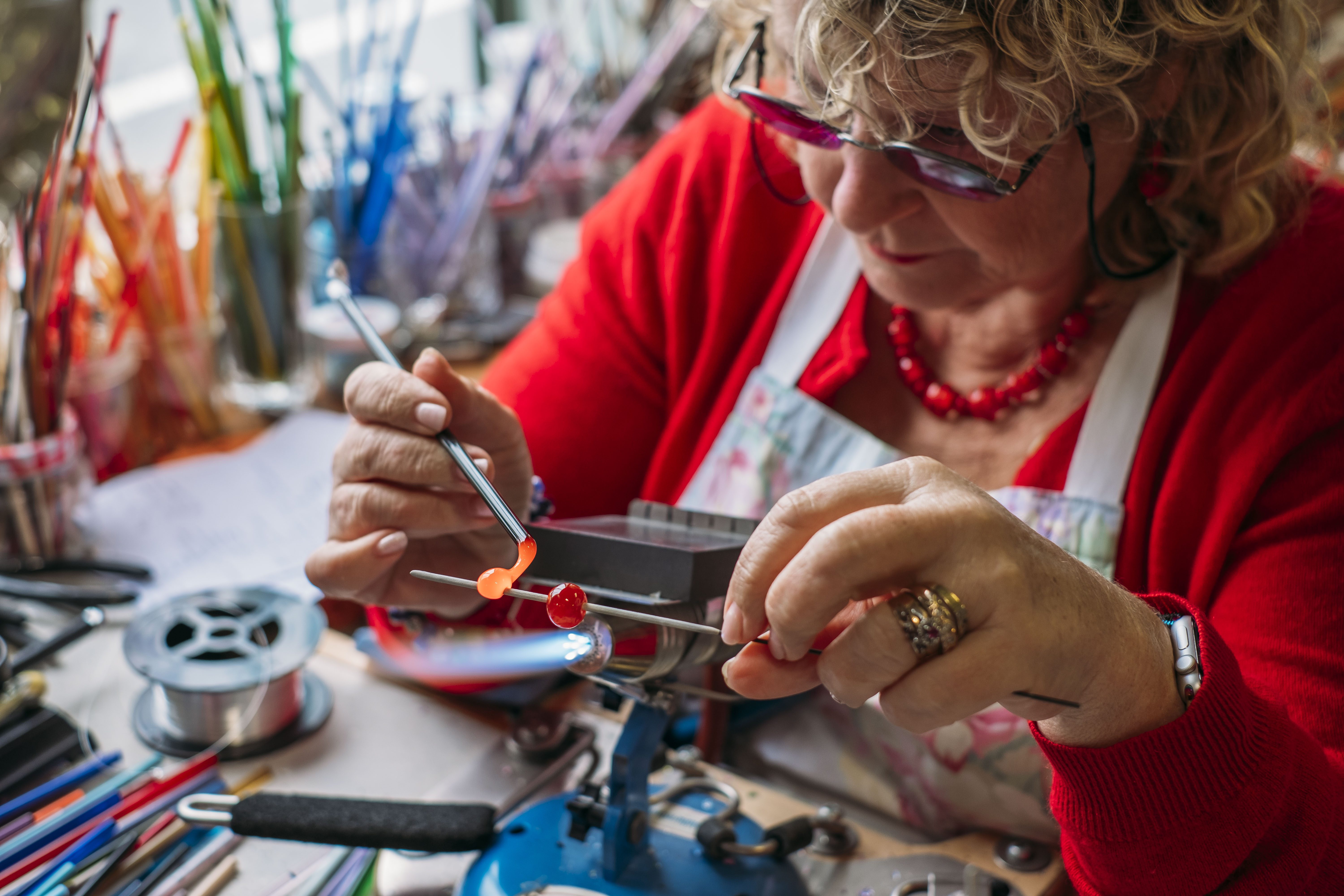 Lady glassblowing in Takaka, Golden Bay: Credit nelsontasman.nz