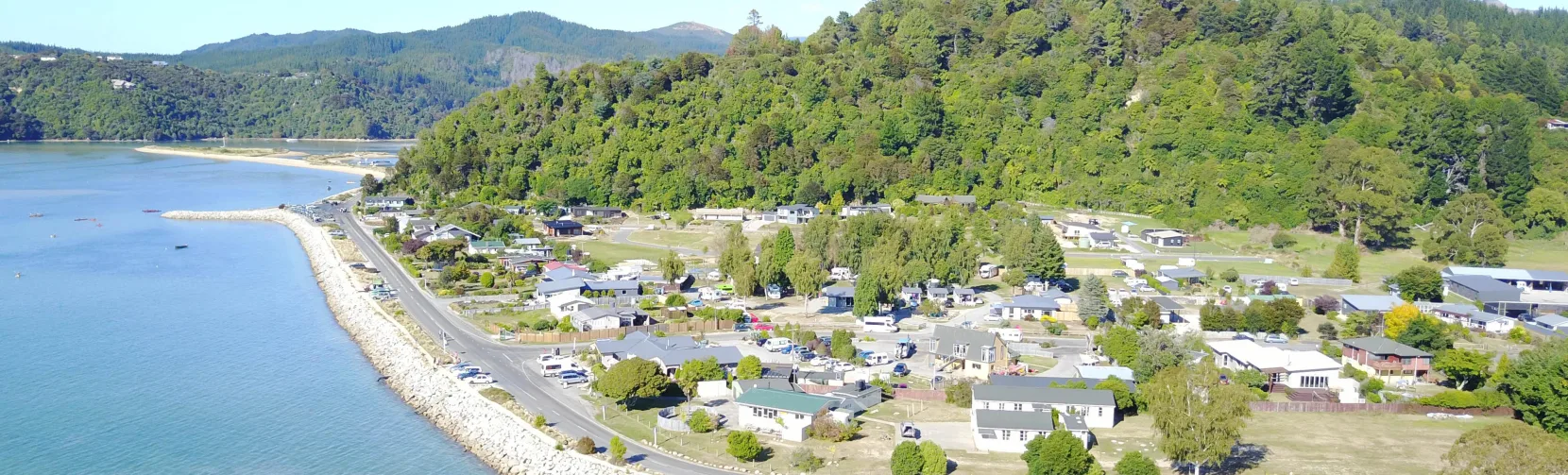 Aerial view of Marahau in Nelson Tasman