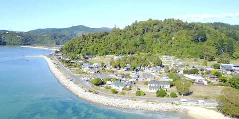Aerial view of Marahau in Nelson Tasman