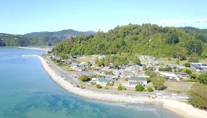Aerial view of Marahau in Nelson Tasman