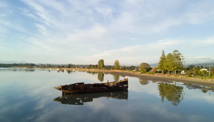 Janie Sneddon shipwreck in Motueka Harbour, Nelson Tasman