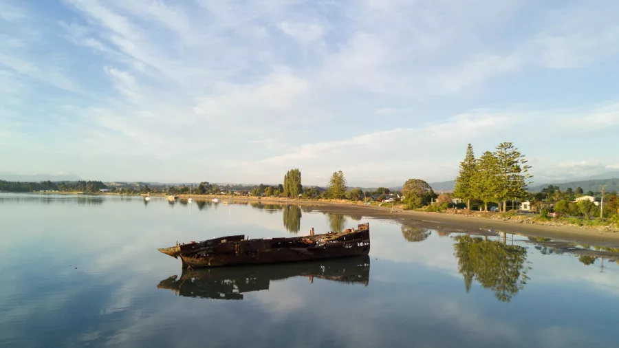 Janie Sneddon shipwreck in Motueka Harbour, Nelson Tasman
