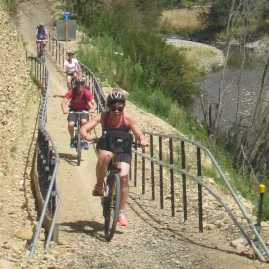 Cyclists on Wai-iti Riverbank Trail with Nelson Cycle Hire