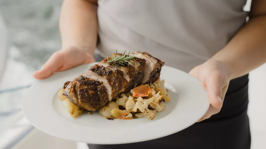 Gourmet lunch served onboard Silver Wave catamaran in the Bay of Islands
