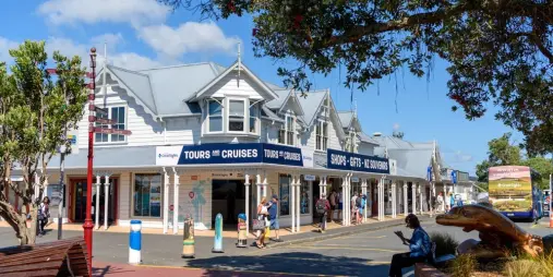Paihia town centre with Great Sights cruise departure point