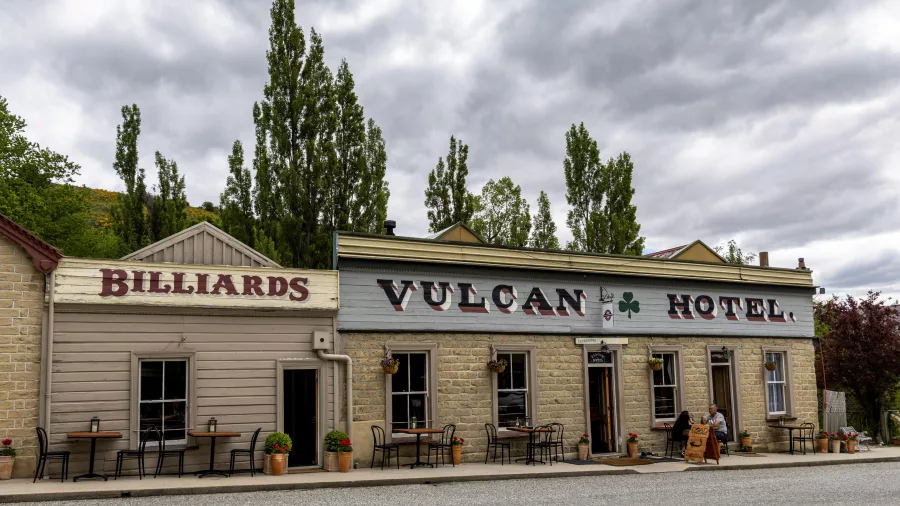 Historic Vulcan Hotel building in St Bathans, Central Otago