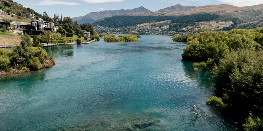 View over the Kawarau River from Kawarau Falls Bridge, Frankton