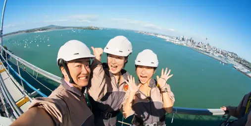 Family enjoying the Auckland Bridge Climb in Auckland