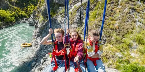 Family enjoying the Kawarau Swing in Queenstown
