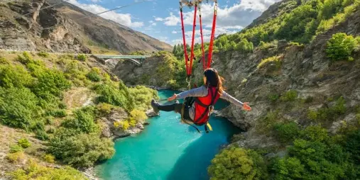 Solo Kawarau Zipride flight above the Kawarau River