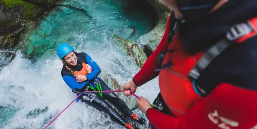 Full Day Canyoning Routeburn lowering into water