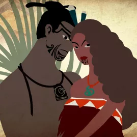 Māori-style animation depicting the Legend of the Lake, featured in Time Tripper