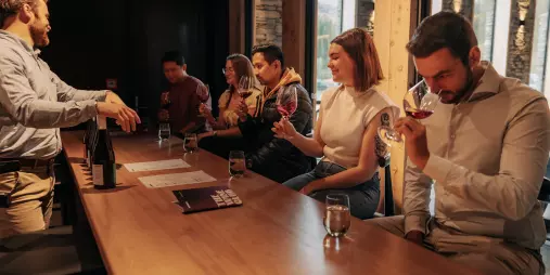 Wine lovers enjoying a Pinot Noir masterclass at Kinross cellar door