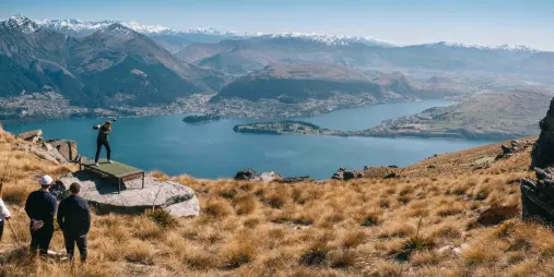Panoramic view from Over the Top Golf Cecil Peak Queenstown with Lake Wakatipu