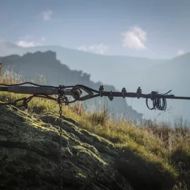 Old wire anchor system in the hills of Otago's high country