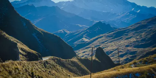 Layers of mountains and ridges in Skippers Canyon near Queenstown