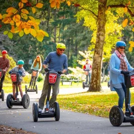 Segway riders enjoying an autumn ride through Queenstown Gardens