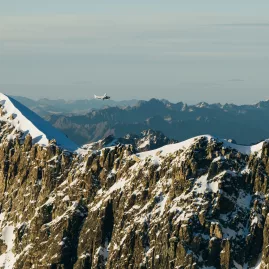 True South plane flying over rugged snowy peaks of the Southern Alps