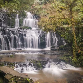 Purakaunui Falls in The Catlins, Southland New Zealand