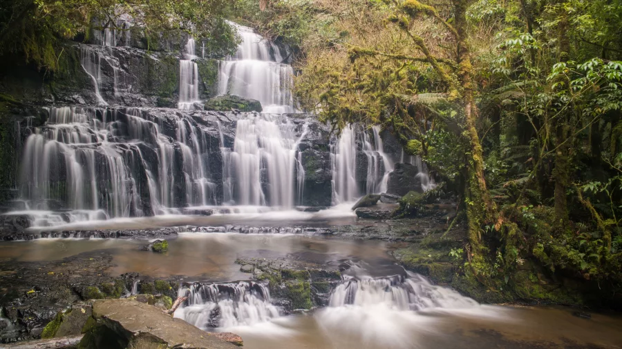Purakaunui Falls in The Catlins, Southland New Zealand