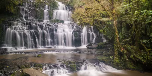Purakaunui Falls in The Catlins, Southland New Zealand